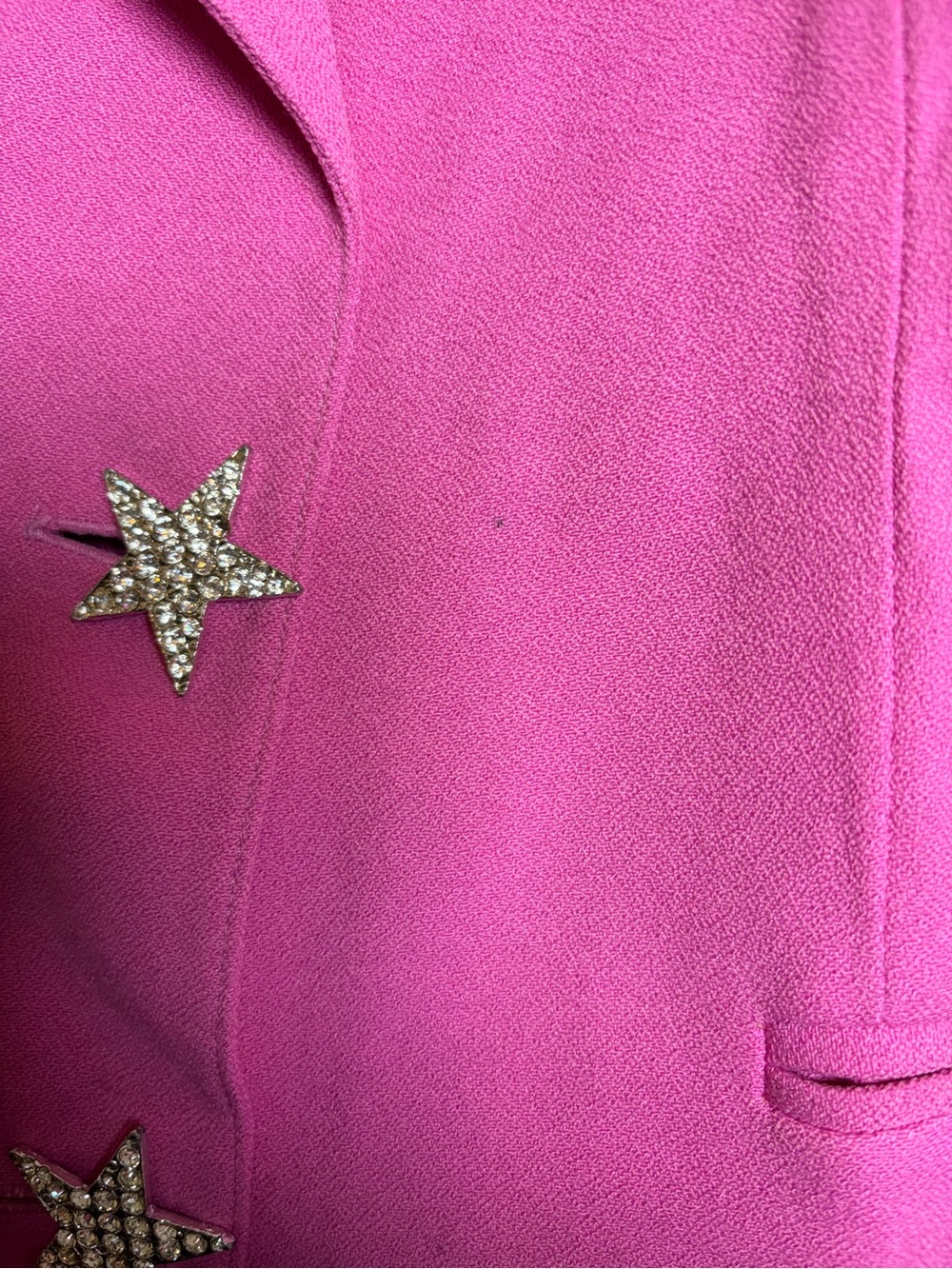 Vintage 80s Solini New York Pink Star Rhinestone Blazer Jacket Western Glam 14 - Picture 7 of 16